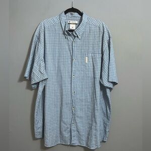 Columbia Blue Casual Button Down short sleeve Shirt Lightweight Cotton 2xl